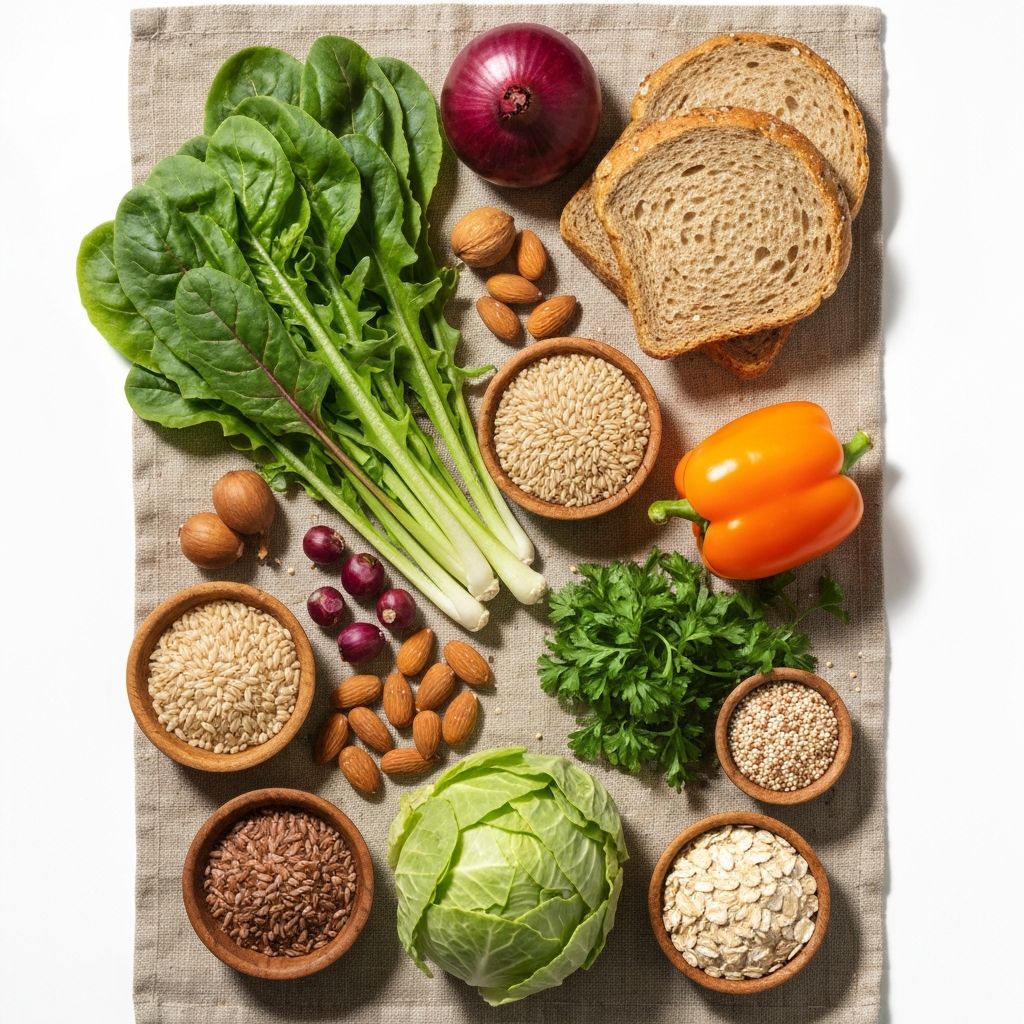 Fresh vegetables and whole grains